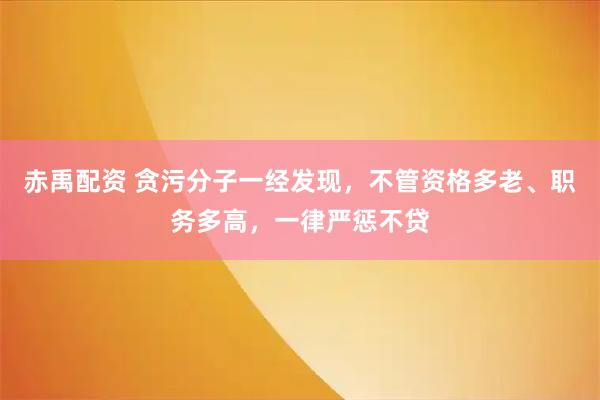 赤禹配资 贪污分子一经发现，不管资格多老、职务多高，一律严惩不贷