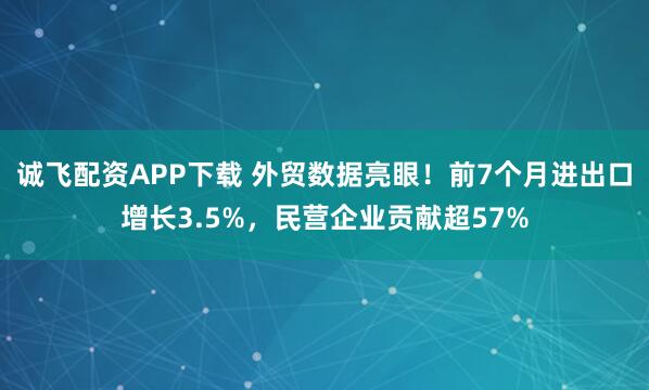 诚飞配资APP下载 外贸数据亮眼！前7个月进出口增长3.5%，民营企业贡献超57%